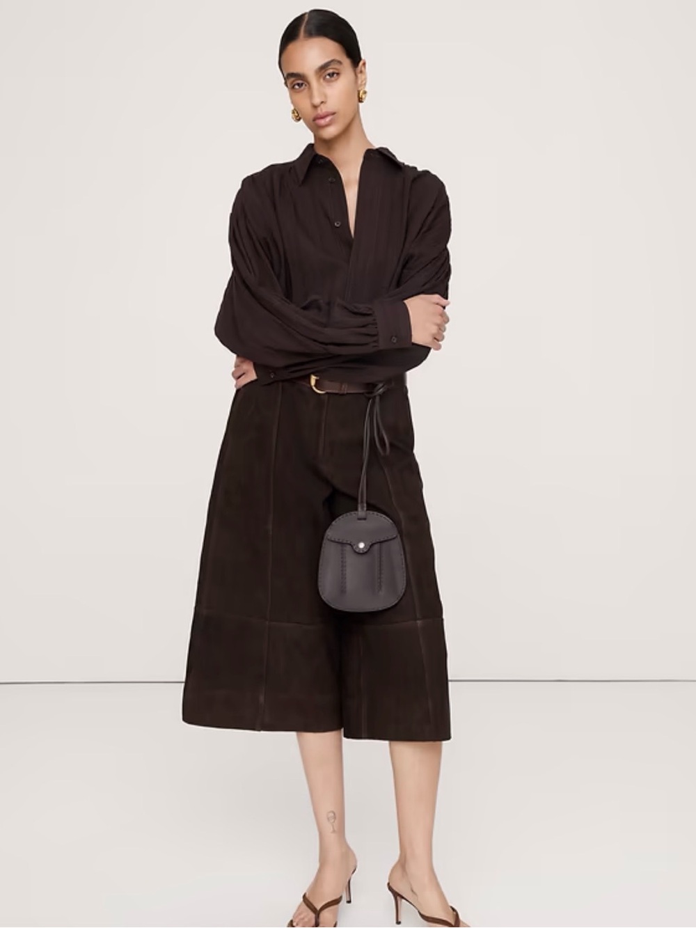 NWT HIGH-RISE SUEDE CULOTTE S 0
